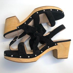 Strappy Black Suede Clog Sandals - Never Worn